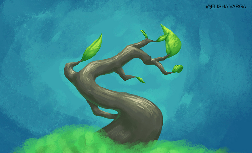 a digital painting of a tree